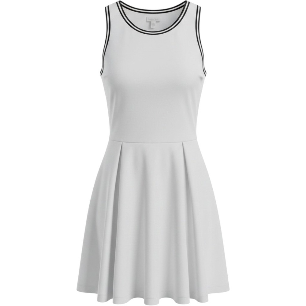 CALIA Doubles Tennis Dress Pure White Black XL Sleeveless Pleated Activewear